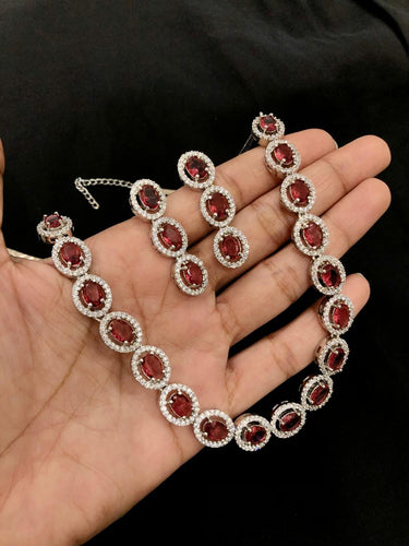 Ruby Oval Necklace Set